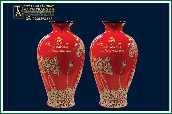 Lọ hoa men đỏ 104629
